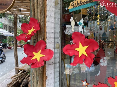 Hoa cờ Việt Nam loại đẹp [Nhẹ - 3 Size] 35-40-45cm CANHHOA-12